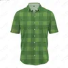 Mäns avslappnade skjortor Summer Men's Short Sleeve Shirt -knappfodrad Cardigan Top 3D -tryck plus Size Hawaiian Irish Festival Four Leaf Gräs