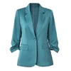 Costumes pour femmes été 7 couleurs Options pli manches trois-quarts solide bouton unique femmes décontracté mode Blazer