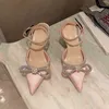 New Sandals Heels stiletto women's shoes bow knot French bandage rhinestone wrapped transparent pointed high heel sandals 230615