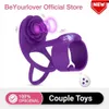 3 in 1 Vibrating Penis Ring Delay Ejaculation Cock Female Clitoral Stimulator Rose Shaped Sex Toys with Remote for Couples