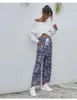 Pantaloni da donna Pantaloni da donna con coulisse stampati floreali mimetici leopardati Boho Pantaloni casual con fasciatura da spiaggia a gamba larga a vita media