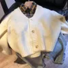 Jersey de estilo coreano para niños, cárdigan de otoño e invierno, suéter de punto para niño, abrigo grueso que combina con todo para niña, 230619