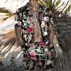 Herrspår på våren och sommarens skjorta strand kostym polyester jacquard hantverk casual party set