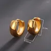 Hoop Earrings 18K Gold Plated 4mm Wide For Women Chunky Earing 20mm Pendientes Mujer Statement Jewelry Accessories Gifts