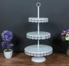 Alzata per torta a 3 livelli Set rotondo in metallo Cupcake Display per dessert Piedistallo Decorazione per tavolo da esposizione per feste di nozze