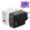 PD 30W USB Charger Type C Fast Charging for Xiaomi Samsung iphone Mobile Phone Travel Charger Wall Adapter EU/US/UK Plug