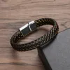 Charme Armbänder Klassische Luxus Blau Einfache Schnalle Für Edelstahl Leder männer Armband Geflochtene Seil Armreifen Schmuck Großhandel