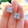 Stud Earrings Jewelry 2023 S925 Silver High Carbon Diamond 7 7mm Princess Square Engagement Party Anniversary