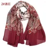 Halsdukar elegant bandanna blommor bomullslinen känner halsduk kvinnor vintage paisley blommor tryckt huvudduk solid sten ändar sjal yr097