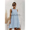 Casual Dresses Loose Summer Vest Cotton Dress Sleeveless Solid Color Mid-Längd Dress Stor Sewing Casual Swing 2023 Summer Women's J230619