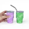 108pcs Sublimazione 3oz bicchierino con cannuccia in metallo Bicchiere in acciaio inox doppia parete per bambini bottiglia d'acqua tazze da viaggio tazze Bicchieri da vino non sottovuoto con spedizione veloce