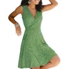 Основные повседневные платья элегантные женские цветочные принт Boho V Neck Mini Summer Dress Ladies Jersey Holiday Respense Sunress для 230619