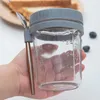 Förvaringsflaskor havre burkar med lock glas behållare sked frukost på språng stora kapacitet lufttätt för mjölk