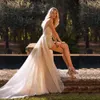 Shiny Halter Short A Line Wedding Dresses Backless Sheath Mini Bridal Gown with Detachable Train Deep V Neck Ruched Vestidos De Novia