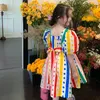 Vestidos de niña 3-8 años Niñas bebés Dot Rainbow Dress Princesa de verano Mangas abullonadas Ropa Niños Bebé Vestidos lindos Ropa de niños 230617