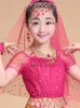 Scene Wear Children paljetter Oriental Festival Tops Belly Dancer Jazz Elegant Dance Costume Arab Clother Girl Latin Solid Color T-shirt