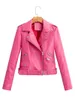 Women's Leather Arrival Spring Winter Autumn Brand Motorcycle Jackets Pink Jacket Women Coat Slim PU