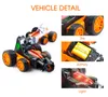 Chiger 2.4G Stunt Car One Key Deformation Flip 360 Degree Rotating Five-Wheel System sparkle LED Light RC Climbing Cars for Kids