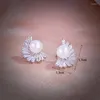 Stud Earrings Embellished With Cubic Zirconia Pearl For Women Banquet Party Jewelry Wedding Engagement Gift