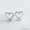 Boucles d'oreilles en argent Sterling véritable pour femmes mignon petit coeur creux boucle d'oreille cadeau pour filles enfants dame R230619