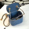 Denim Designer Crossbody Bag Lambskin Kosmetiska väskor 10A Luxury Camellia Regulerande kedjefas med Box C065