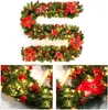 Decorative Flowers Wreaths 2.7m LED Light Christmas Rattan wreath Luxury Decorations Garland Decoration with Lights Xmas Home Party 230619