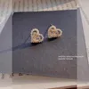 Orecchini a bottone coreano moda super flash zircone amore orecchino dolce perla temperamento per gioielli da donna regalo della festa nuziale