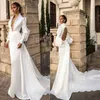 Elihav Sasson robes de mariée en Satin col en V profond à manches longues jardin balayage Train grande taille robe de mariée robes de mariée289i