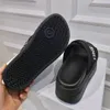 Mesh Jacquard tyg Flat Slides tofflor Läder Sole Platform Sandaler Triomphe Stamped Open Toe Luxury Designer Women's Summer Casual Shoes Factory Factorwear
