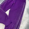 Pantaloni sportivi lavorati a maglia a vita alta da donna Primavera Estate Pantaloni Harem elasticizzati sottili Maglione Shinny con borchie laterali