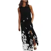 Casual Dresses Dress For Women With Elastic Waistband Stitching Ink Printing Printed Pattern Split Sexy Women'S Summer Wear Vestidos