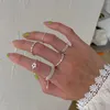 Cluster Rings Qiluxy Fashion Silver Color Simple Chain for Women Plated Justerbara Finger Jeweley Accessories