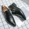 Dress Shoes Fashion Patent Leather Monk Strap For Men Buckle Casual Formal Pointed Wedding Footwear Sapatos Tenis Masculino