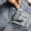 Damesjeans Strass Cartoon Beer Patch Dames Denim Shorts 2023 Zomer All-match Netto Rode Gescheurde Jean Wijde Pijpen Studenten