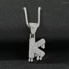 Pendentif Colliers Goutte À Goutte Lettres Initiales K Chaîne Pour Hommes Femmes Plein Glacé Or Couleur Cubique Zircon Hip Hop Bijoux