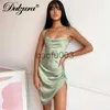 Повседневные платья Dulzura Satin Women Mini Frap Mini Plore Struched Cross Bangage Bodycon Sexy Party Elegant 2023 Club Christmas Slim J230619