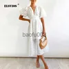 Casual Dresses High Waist Lantern Sleeve V Neck Dress Solid Color Mesh Yarn Button Long Dress Casual Elegant Party Dresses Women Summer Vestido J230619