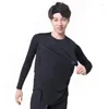 Bühnenkleidung Ballroom Dance Tops Männer Kostüm Langarm Latin Praxis Designer Kleidung Tap Dancewear Moderne Outfit JL3268