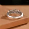 Anillos de racimo Rt Color plata Guochao cinco emperador dinero anillo esmaltado para hombres y mujeres luz lujo Retro estilo nacional moneda de cobre