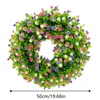 Decorative Flowers Spring Wreath Colorful Artificial Flower Handmade Round Wall Hanging Decor For Summer Front Door Home Decoration Ornament