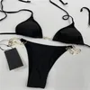 Kvinnors underkläder bikini designer lyx simma kvinnor baddräkter bikini set svart vit och rosa khaki sommartid strand baddräkter