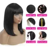 Nxy Cheveux Perruques Bob Perruque avec Frange Fringe Courte Humaine pour Femmes Os Droite Pleine Machine Marron 230619