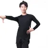 Bühnenkleidung Ballroom Dance Tops Männer Kostüm Langarm Latin Praxis Designer Kleidung Tap Dancewear Moderne Outfit JL3268