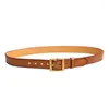 Belts Tough Guy Style Square Head Pure Copper Buckle Belt Cowhide Casual Pin Luxury Designer Genuine Leather Jeans