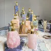 Natural Jade Raw Stone Rose Quartz Shampoo زجاجة فارغة مع موزع جيل دش للمضخة للاستحمام حمام الشامبو مكيف الجسم زجاجة جمال هدية