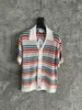 High quality mens shirt fashion stripe design comfortable stretch cotton knit shirt US size luxury designer shirt