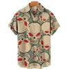 Camisas casuales para hombres Camisa de verano para hombres Camisa hawaiana con estampado de calavera de terror vintage Solapa Casual Moda de vacaciones Manga corta Top de algodón Ropa masculina 230619