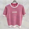 Women's T-Shirt designer Pink Striped T Shirt For Women Knitted Short Sleeved Tops White Letter Sweaters Womens Clothing JD6C