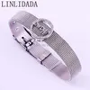 Charm Bracelets 5Pcs Fashion White Zirconia Pave Round Connector Jewelry 10mm Web Watch Belt Bangles &Bracelets For Women