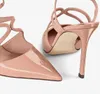 Summer Luxury Azia Women Sandals Shoes Black Nude Gold Sliver Patent Leather Pointed Toe High Heels Party Wedding Lady Gladiator Sandalias EU35-43